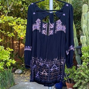 Free People Black and Purple Mini Dress
